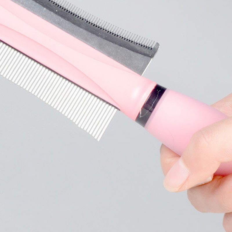 Dwustronny grzebień zwierzę domowe usuwanie sierść psa dwustronne igły grzebień groomerski z uchwytem robić usuwania sierść psa