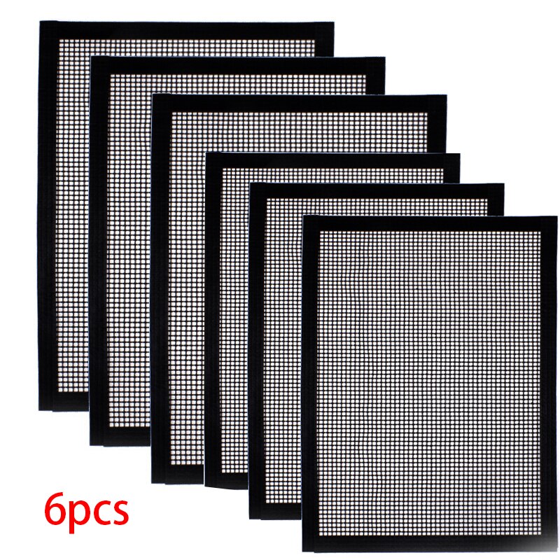 Grill Mat BBQ Grill Mesh Mat Non-Stick Cooking Sheet Liner With Side Heat Resistance Barbecue Cooking Mat Set For Outdoor Baking: 6 PCS