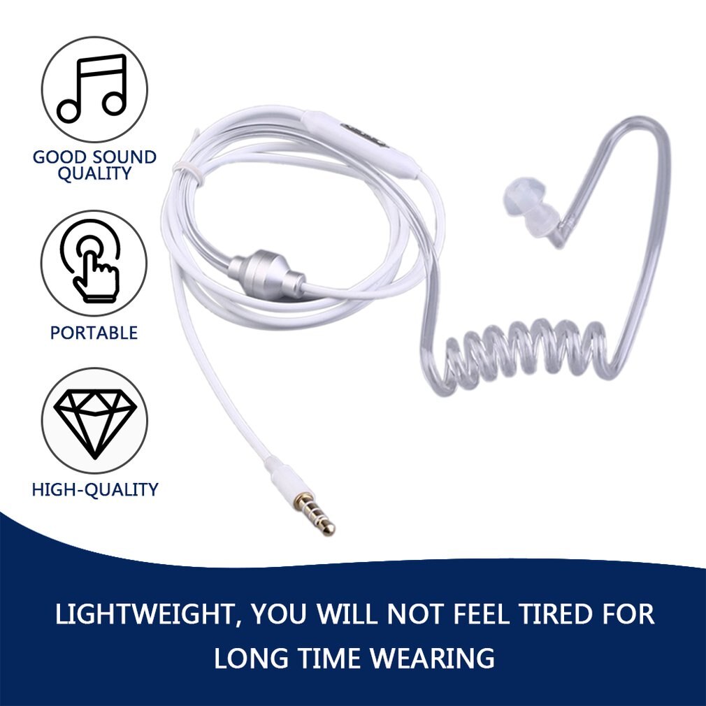Single Stereo Secret Service Air Tube 3.5mm Anti Radiation Mobile Phone Headsets Headphone Earphone With Air Pipe KY-011