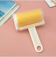 Clean sticky reusable sticky clothes wool dust collector carpet dusting fluffy manual sticky hair roll Lint Sticking Roller: Yellow