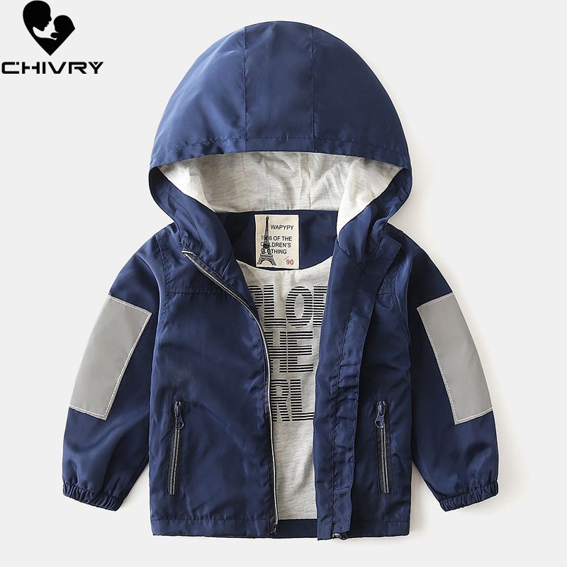Nuovo 2020 Bambini di Autunno Ragazzi Giubbotti Lettera di Modo di Stampa a Colori Patchwork Con Cappuccio della Chiusura Lampo del Cappotto Dei Bambini Giacca A Vento Giacca Impermeabile