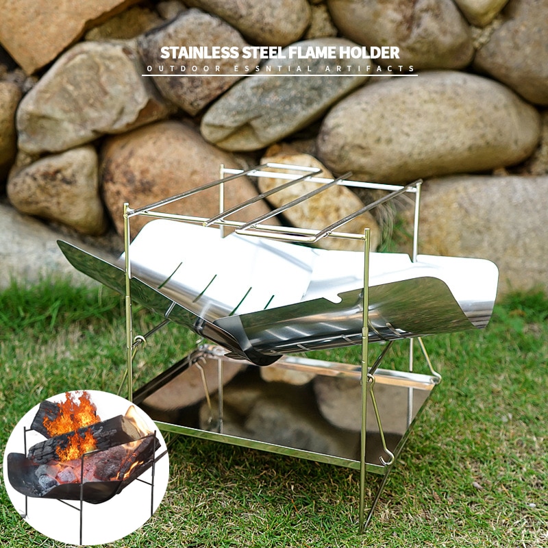 Ultralight Outdoor Draagbare Hout Kachel Brander Multifunctionele Opvouwbare Barbecue Houtskool Kachel