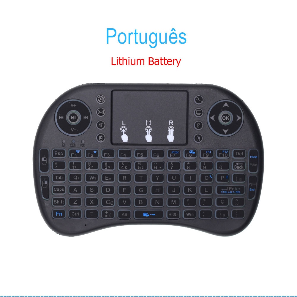 i8 Mini Wireless Keyboard Russian French Spanish Air Mouse Backlit with TouchPad for Android TV Box Mini PC Hebrew Arabic 2.4GHz: Portuguese