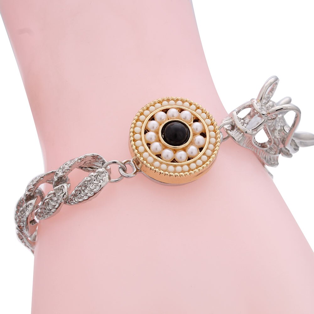 18mm Snap Jewelry DIY Bracelet Dragon Crystal Snap Button Bracelet Bangle Simple Cuff Bracelet for Men Women