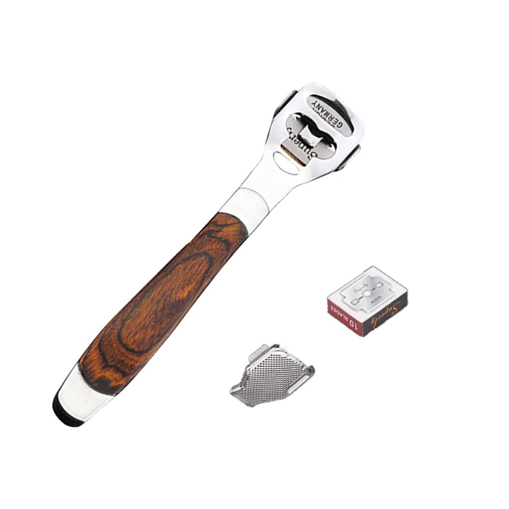 Stainless Steel Wooden Handle Foot File Portable Pedicure Tool Set Callus Dead Skin Scraper: Default Title