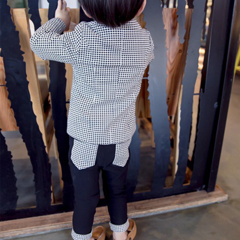 Plaid Boys Dress Suit Formal Wedding Formal Tuxedos Suits Teenager Kids School Uniform Spring Children&#39;s Costume Clothes