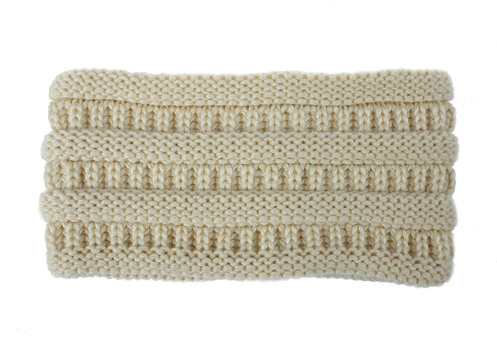 Winter ear Warmer Headbands Turban Handmade fleece Plus Velvet Hairband Headwrap Stretch Women Headwear Accessories: Beige
