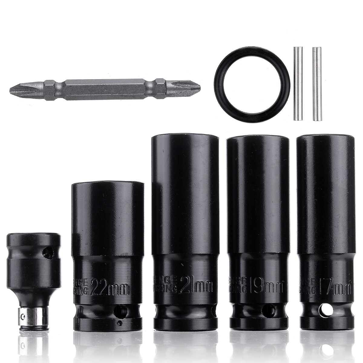 Electric Brushless Impact Wrench Screwdriver Rechargeable 1/2 Socket Wrench Power Tool Cordless + LED Light For Makita Battery: Socket Kit