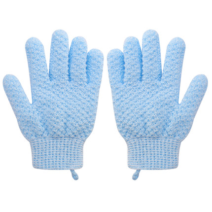 Soft Shower Exfoliating Scrub Gloves for Women Children Sponge Loofah Exfoliating Mitts for Bath, Spa Dead Skin Cell Remover: Blue 1Pair