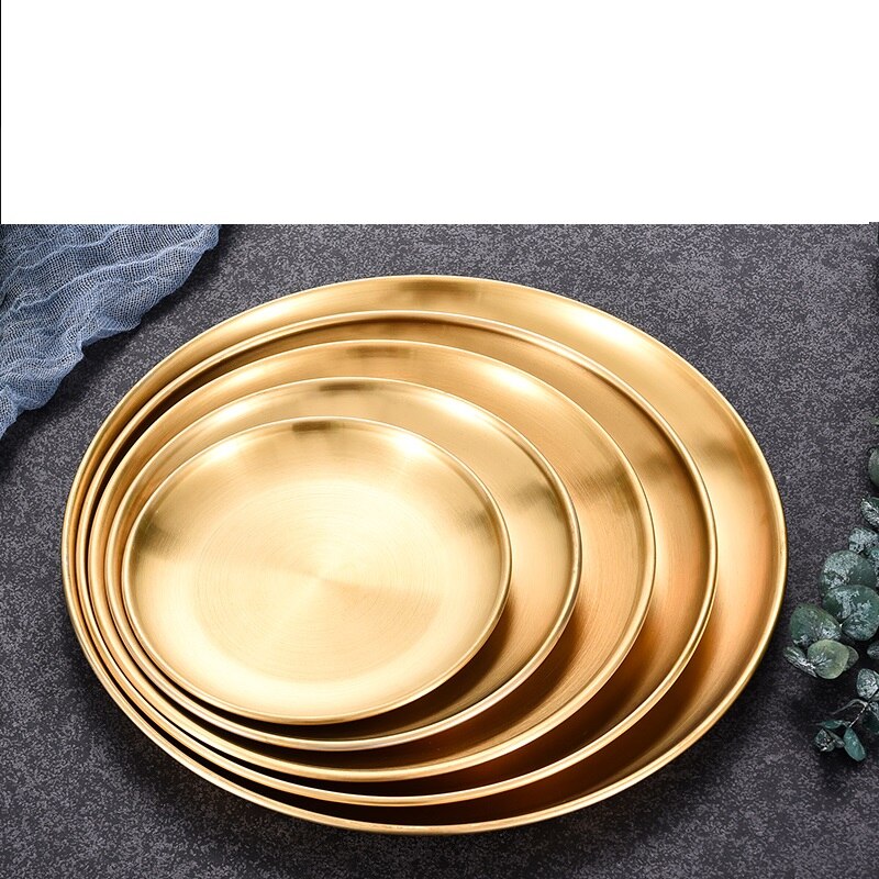 Serveringsfat och porslin i rostfritt stål / guld / koppar