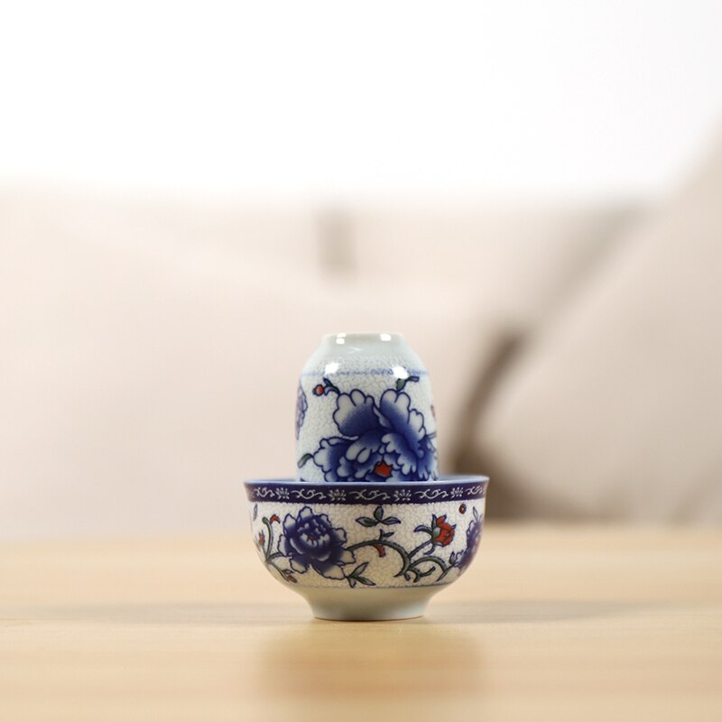 Retro Creatieve Blauw En Wit Porselein Theekopje Keramische Porselein Wenxiang Cup Koffie Cup Theekopje Chinese Kung Fu Cup Wijn Set