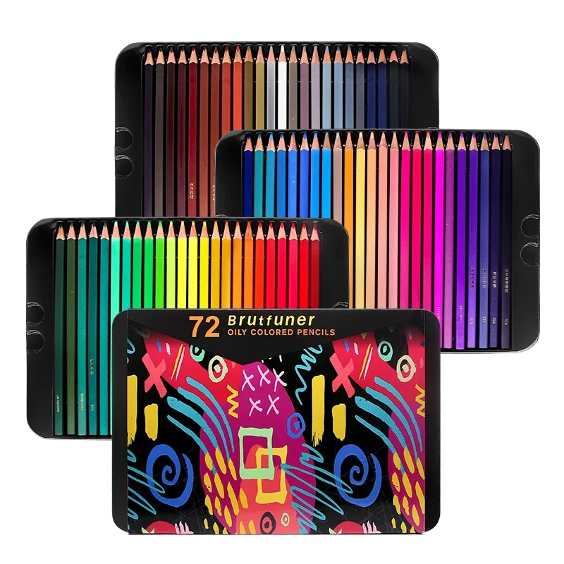 Brutfuner-lápices de colores profesionales, caja de lata para bocetos de madera, suministros de arte escolar, 72/120/180 colores: 72 Colors