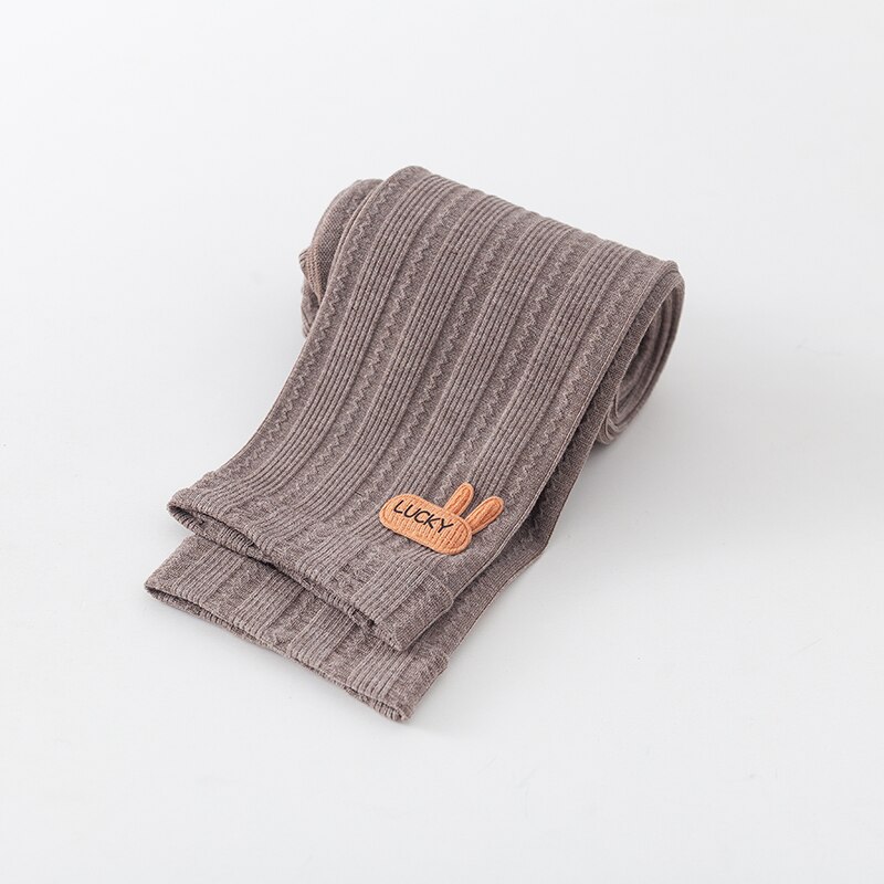 Pantaloni da bambina a forma di coniglio con bordo ondulato pantaloni autunnali elasticizzati primavera autunno leggings traspiranti in cotone sottile per bambini: milk coffee / XL
