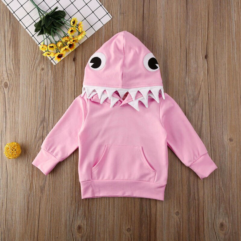 Toddler baby girl 3d haj sweatshirt hættetrøjer langærmet jakke frakke overtøj forår efterår børn piger tøj 1-6t