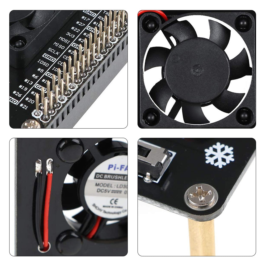 Raspberry Pi GPIO Cooling Fan Expansion Board with LED Compatible for