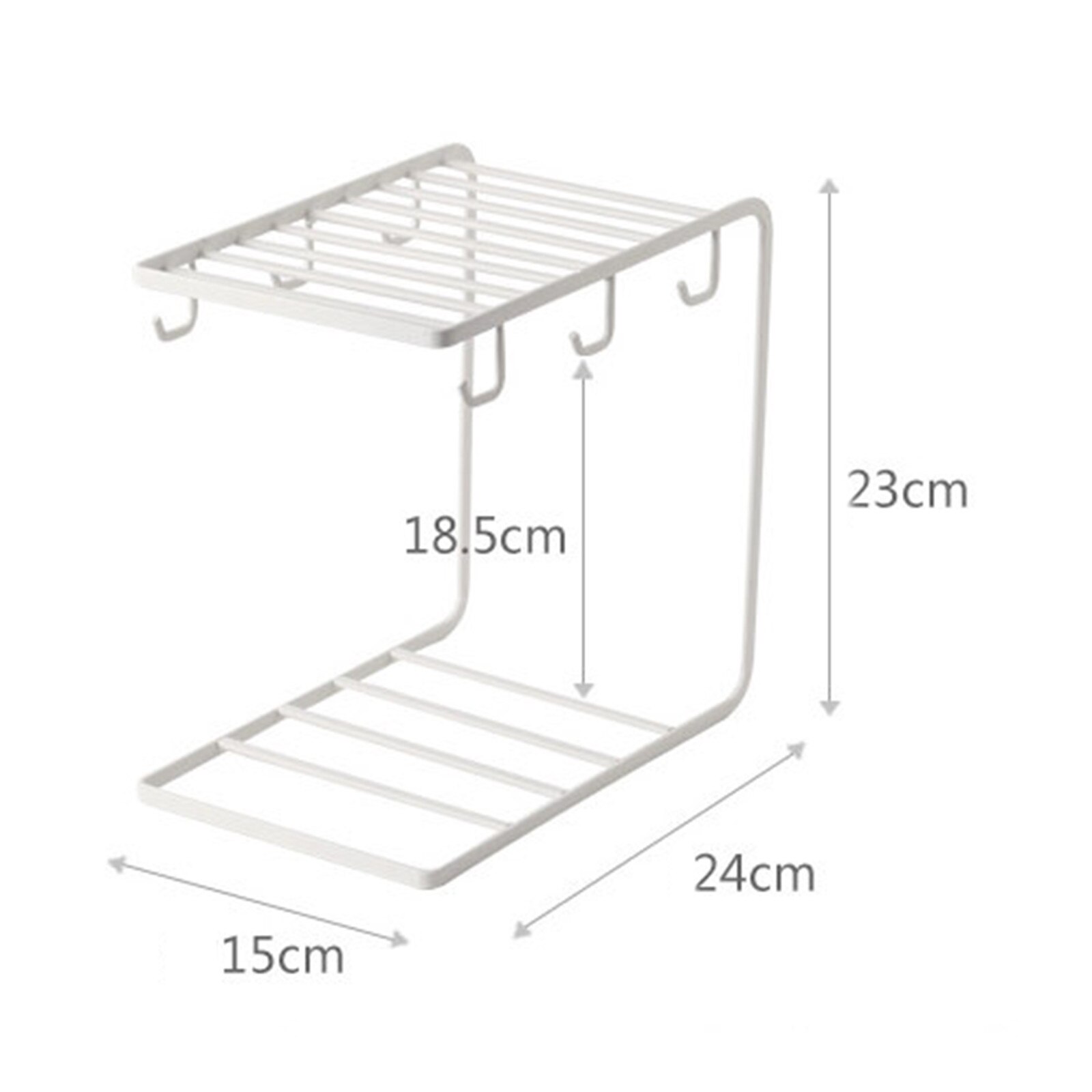 Household Water Cup Hanger Simple Style Solid Color 6 Hooks Glass Coffee Cup Holder Storage Draining Rack