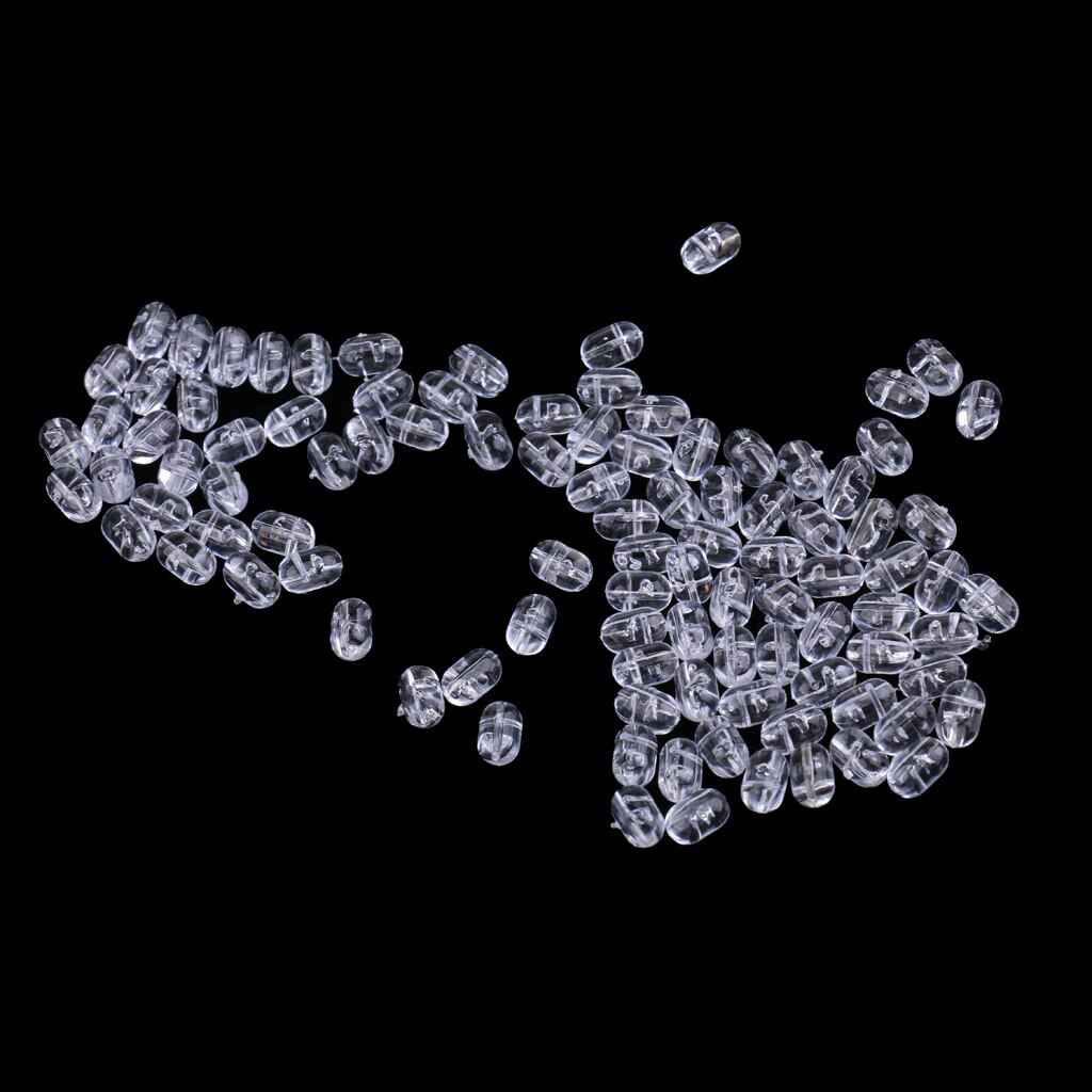 100 stk /200 stk gennemsigtige fiskeri perler plast ovale 6mm or 8mm perler dobbelt perle bore kryds hul havfisketøj