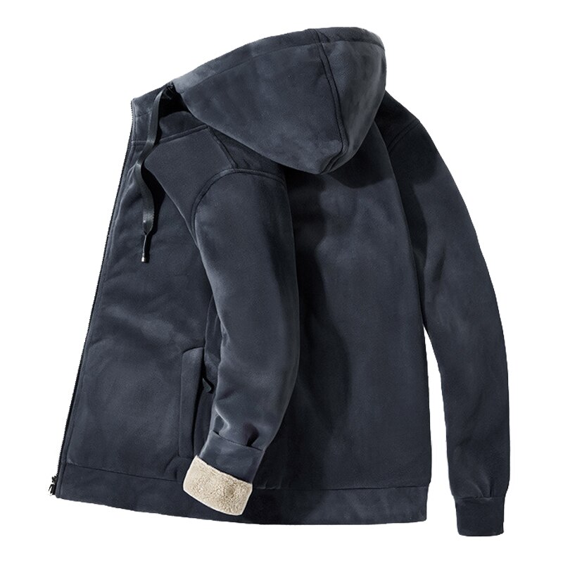 Mountainskin vinter fleece hoodie sweatshirt herr tjock varm kappa manlig enfärgad jacka herr märkeskläder 8xl sa811