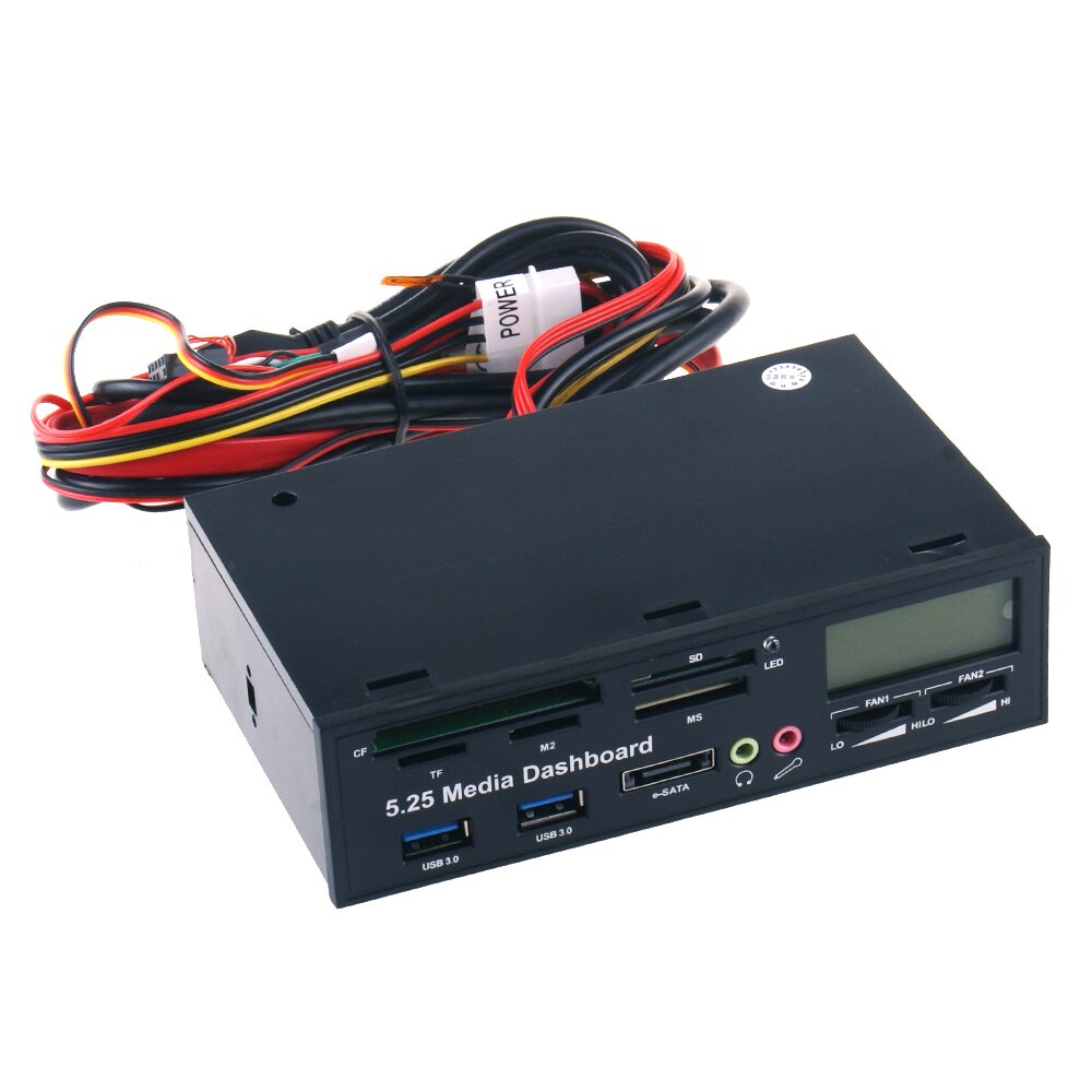 5.25&quot; USB 3.0 e-SATA All-in-1 PC Media Dashboard Multi-function Front Panel Card Reader I/O Ports