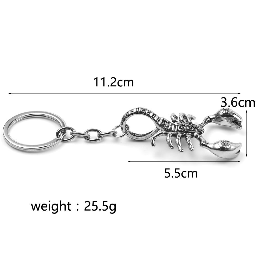 Silver Black Cool Scorpion Animal Pendant Key Chain Stainless Steel Exquisite Punk Keychain Men Jewelry Birthday