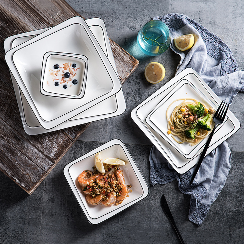 Dinner plate ceramic tableware set afternoon tea snack dessert outdoor party dinner plate family restaurant supplies plate set