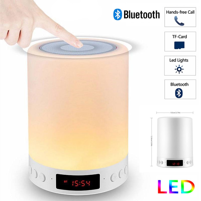 Nachtlampje Met Bluetooth Speaker Draagbare Draadloze Tf Card Bluetooth Speaker Touch Control Kleur Led Nachtkastje Lamp