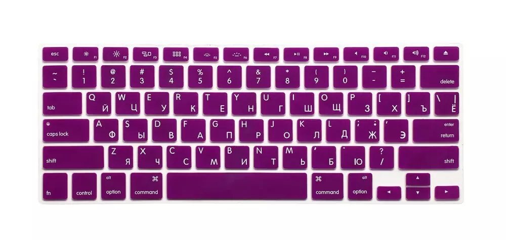 Russische Buchstaben Tastatur schutz für Macbook Air Pro Retina 13 "15" 17 "Laptop Haut Abdeckungen für Mac buch 13 15 UNS Version: Purple