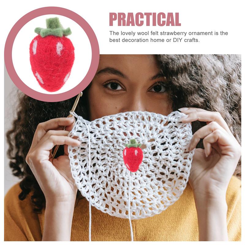 10 piezas de fieltro con forma de fresa, artesanías hechas a mano, cintas para el pelo, decoraciones, productos de fieltro con acabado de dibujos animados