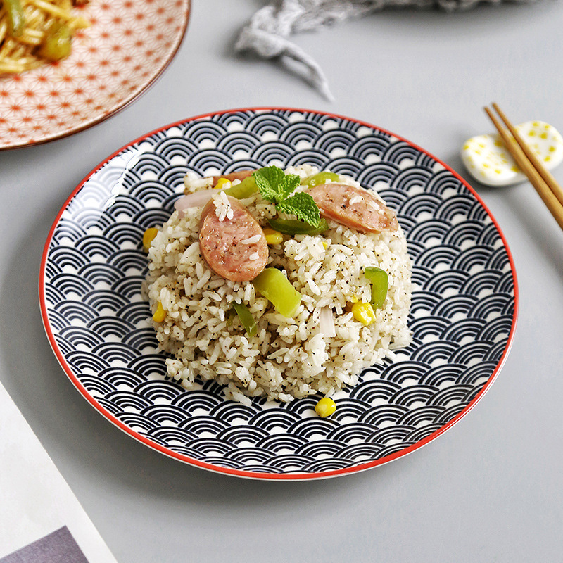 Kreative Japanischen Stil 8 Zoll Keramik Platte Frühstück Rindfleisch Gerichte Nachtisch Snack Platte Einfachen Flachen Gericht Hause Steak Gericht
