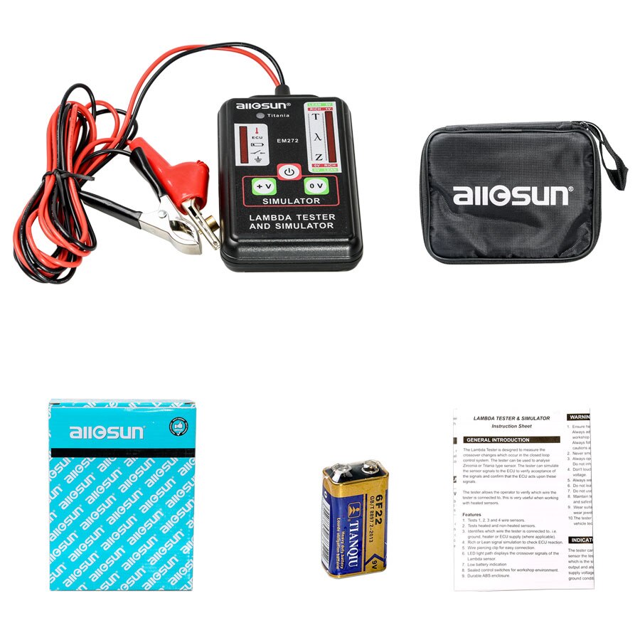 All-Sun EM272 Universal Automotive Lambda Tester & Simulator Test 1,2,3 and 4 Wires Sensors Durable ABS Enclosure Low Battery
