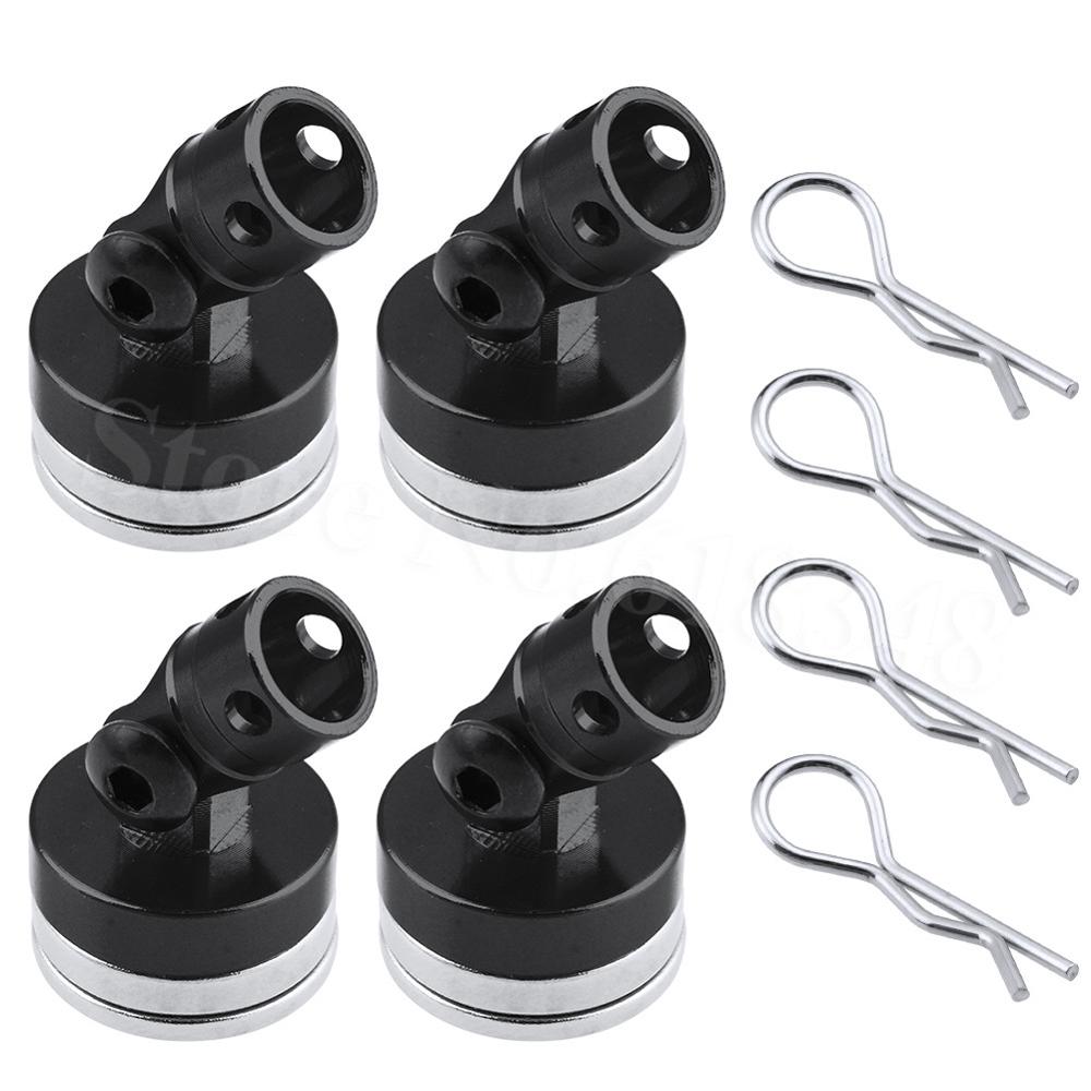 4pcs Magnet Magnetic Stealth Invisible Body Post Mount Contact Shell Column + Clips For RC Drift Car HSP 122037 Sakura Redcat: Black