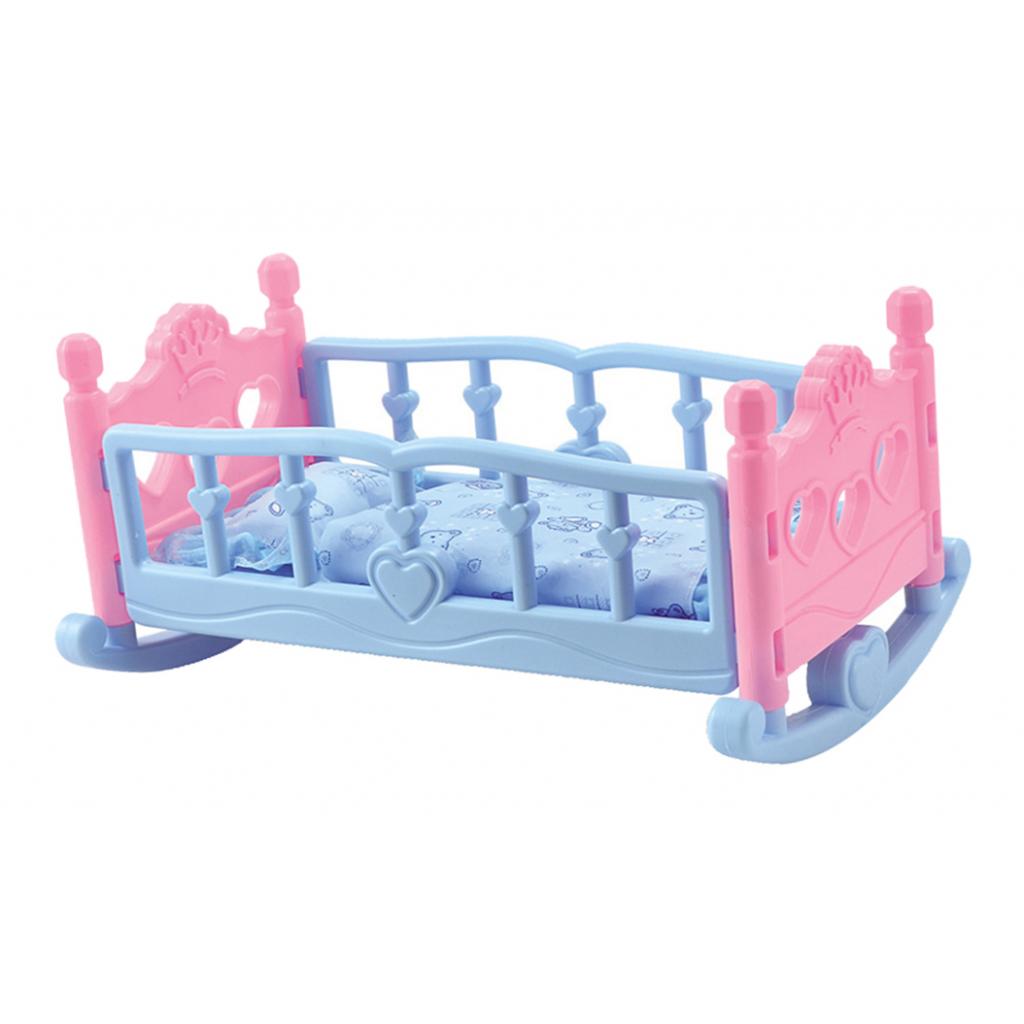 Doll Rocking Cradle Crib Cot Bed Toy Girls Toy With Blanket Pillows Set