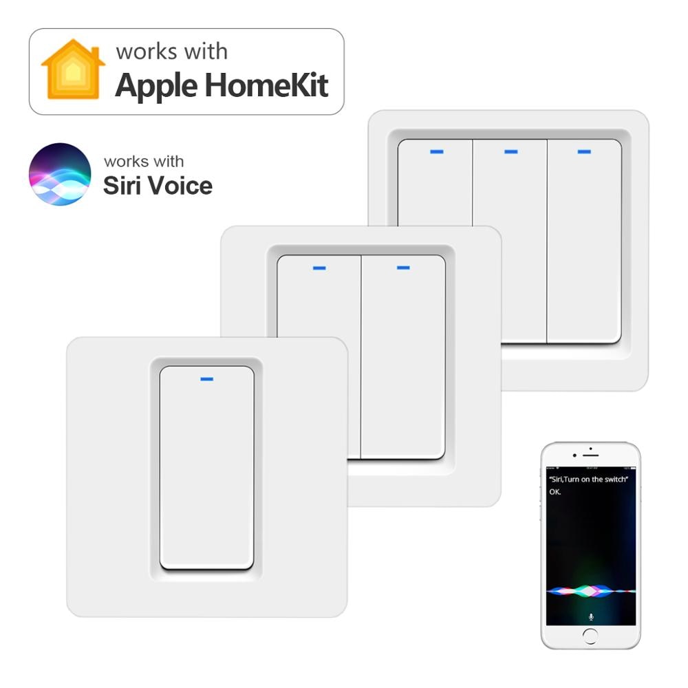 Apple Homekit – interrupteur mural Wifi pour maison connectée, 1/2/3 boutons, commande vocale Siri, fonctionne avec Apple Home