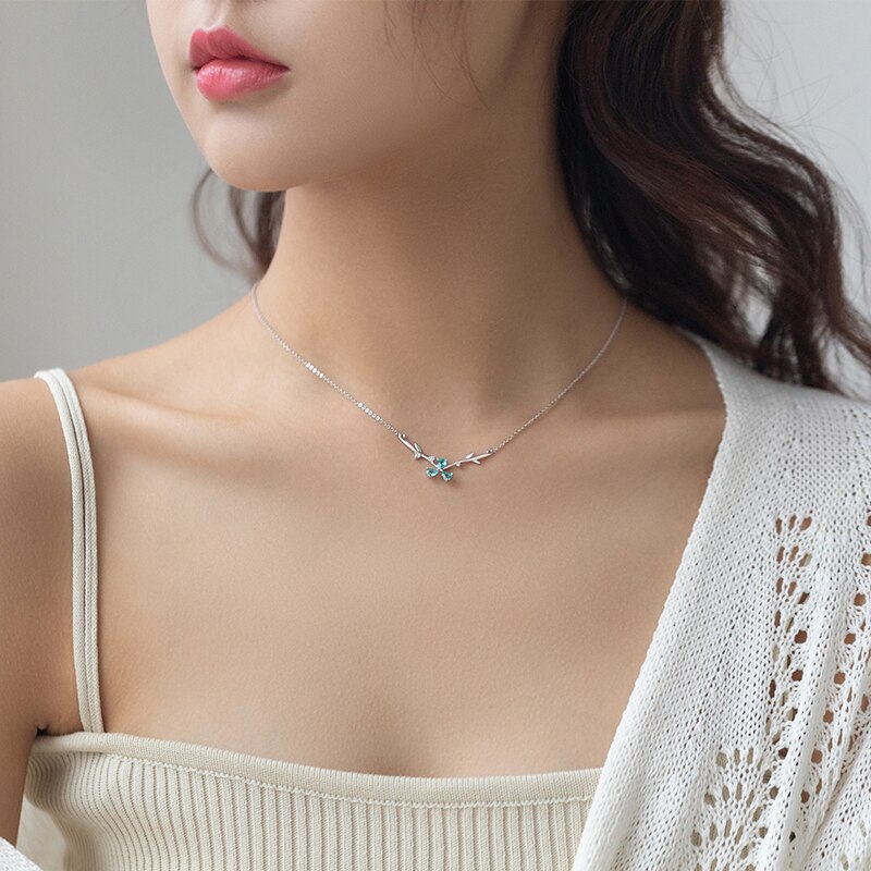 Thaya Blauw Bloemblaadje Fawn Ketting 925 Zilveren Choker Ketting Voor Vrouwen Bruiloft Sieraden