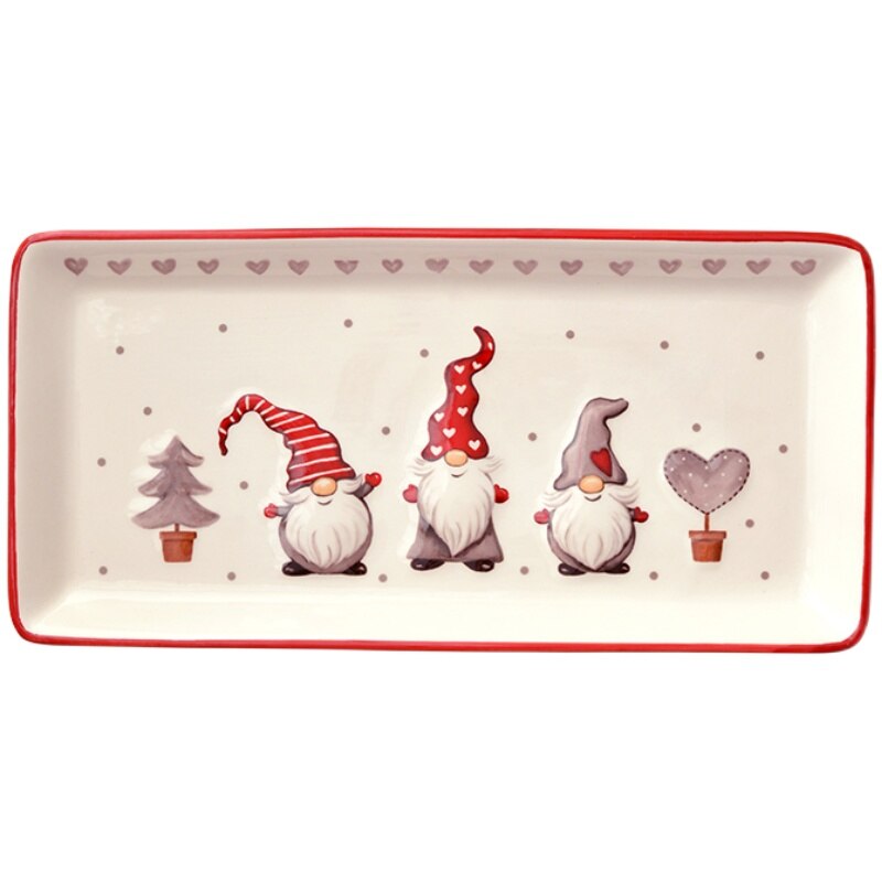 Cute Christmas Rectangular Plate Export Dinner Plate Net Red Ceramic Plate Fish Steak Flat Round Dish Plate