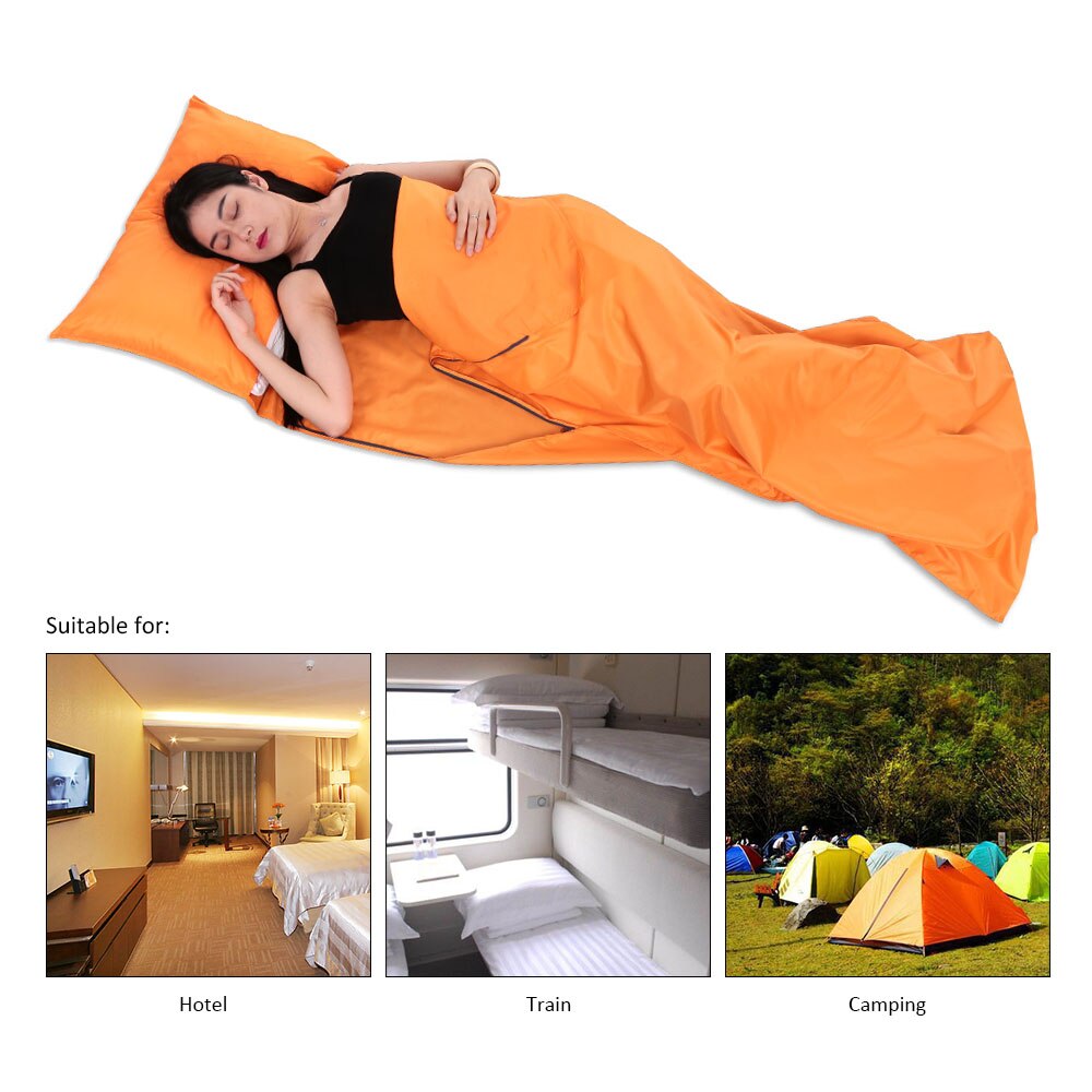 Lazy bag 70*210cm slaapzak outdoor kamperen wandelen polyester pongee gezonde slaapzak voering met kussensloop draagbaar