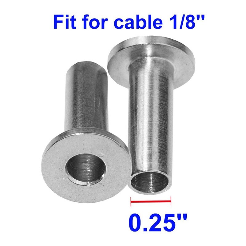 HHO-30Pcs Stainless Steel Protector Sleeves for 1/8 inch 5/32 inch Or 3/16 inch Cable Railing T316 Marine Grade