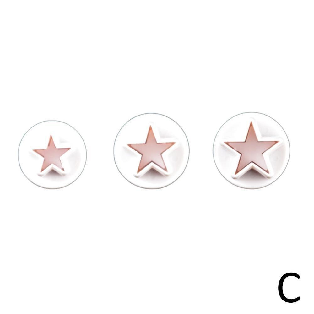 1pcs Plunger Fondant Cutter Cake Tools Cookie Mold Mould Craft Bakeware 3D Biscuit Style DIY 10 S8C0: Five-pointed star