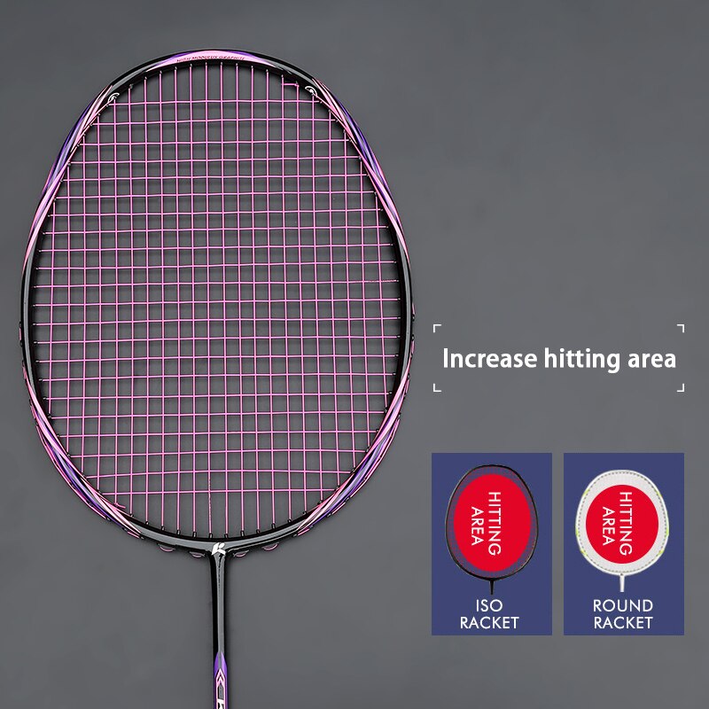 Top Super Licht 8U 62-67G Carbon Fiber Strung Badminton Rackets Offensive Type Racket Gratis Strings Zakken sport Racket