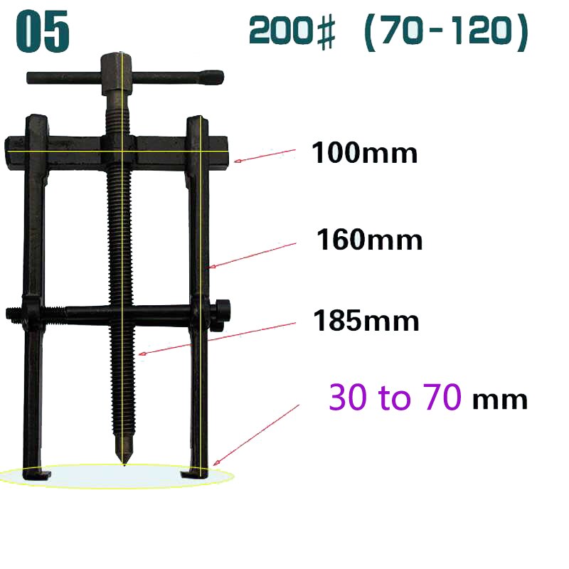 Two Jaw Twin Legs Bearing Gear Puller Remover Hand Tool Removal Kit: 30 to 70mm