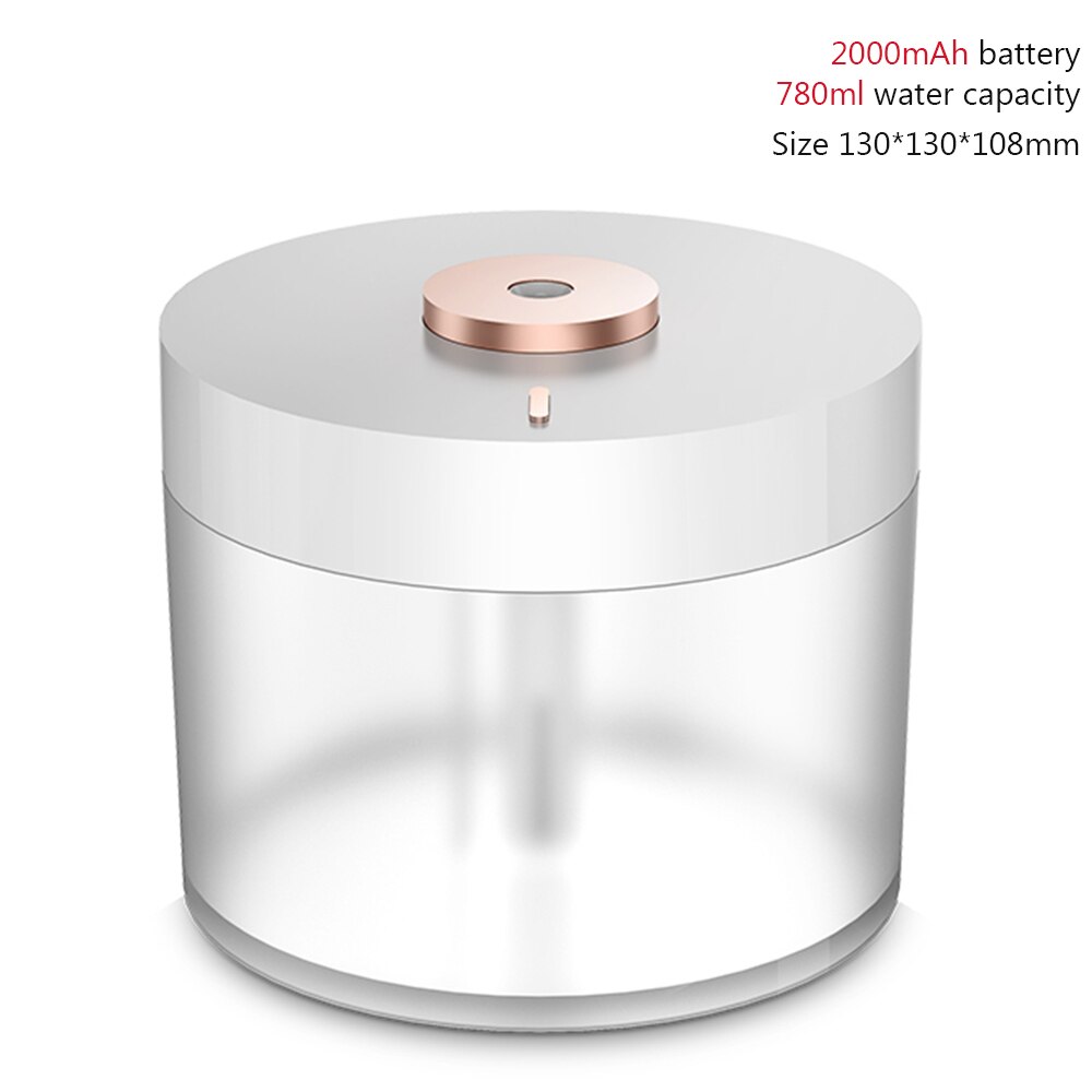 780Ml Draadloze Luchtbevochtiger 2000Mah Batterij Oplaadbare Humidificador Fogger Draagbare Water Diffuser Luchtreiniger Mist Maker: BP3 780ML White
