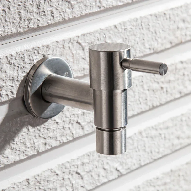 304 Edelstahl Garten Wasserhahn Wand montiert gebürstet Outdoor Bibcock Garten Waschbecken Mopp verlängern Wasserhahn Garten