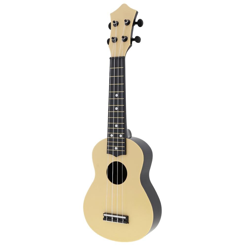 1 Set 21 Inch Soprano Ukulele Colorful Acoustic 4 Strings Hawaii Guitar Instrument for Children and Music Beginner: Beige