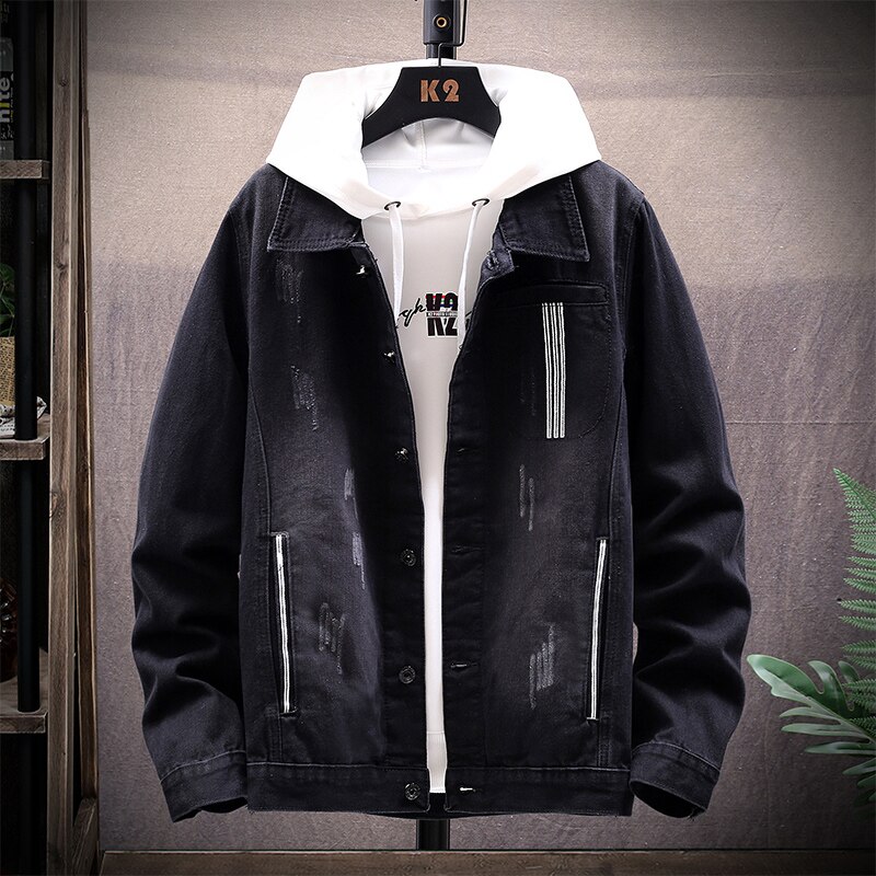Denim Jacket Men's Fall Trend Lapel Long Sleeve Tooling Denim Jacket