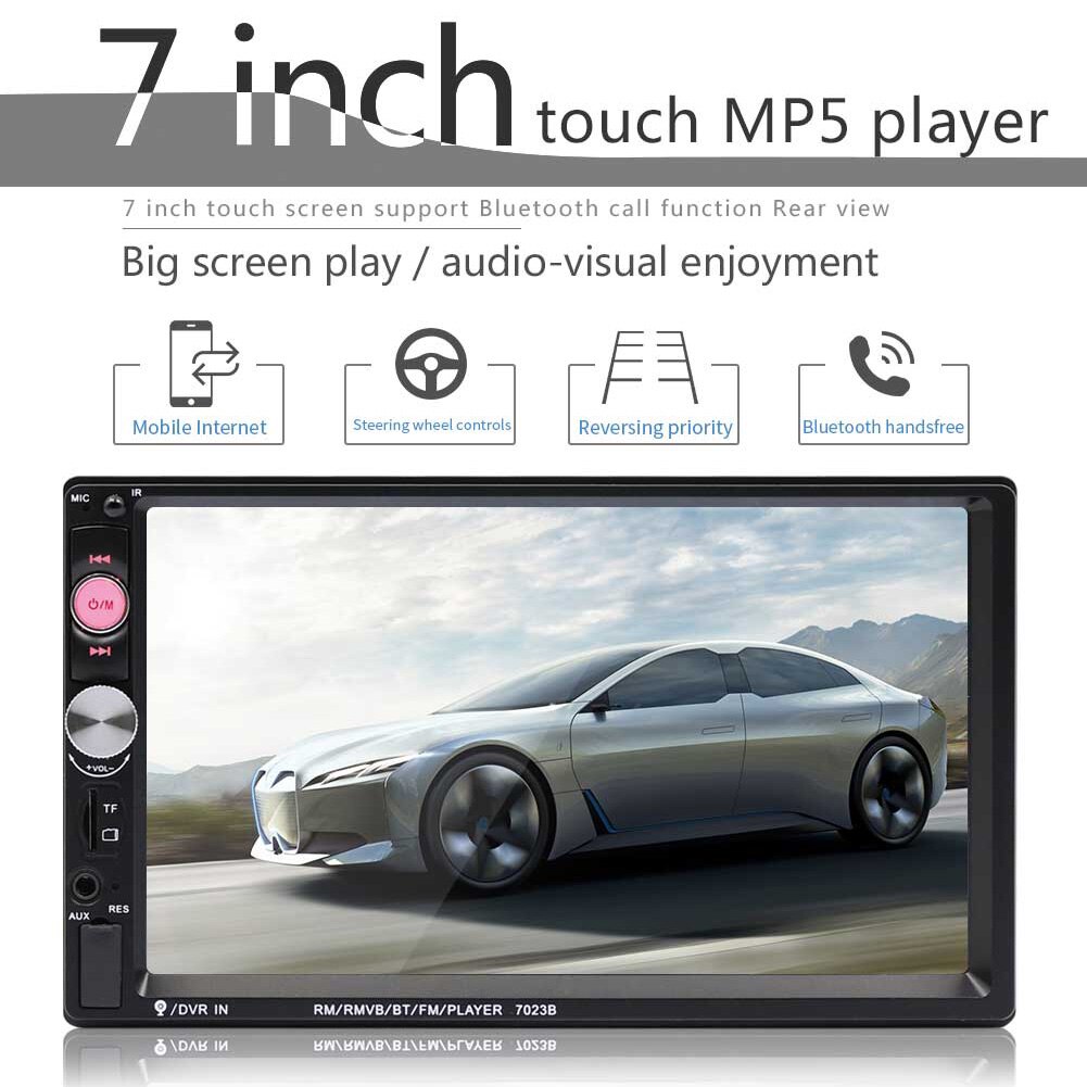 7023B 7 Zoll 2 Lärm Auto MP5 / MP3 Bluetooth Spieler Karte Inserter U Disk Radio praktisch verbinden mit 4/8 LED Hinten Kamera