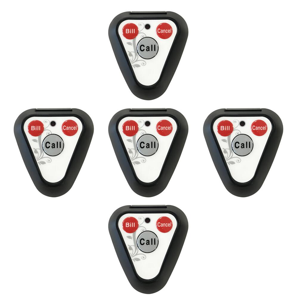 JINGLE BELLS 5 pcs of button wireless calling system call button 3 key 433.92mhz call button for Cafe Hotel Restaurant call bell: Default Title