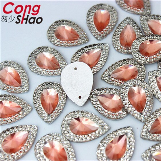 Cong Shao 200Pcs 13*18Mm Ab Kleurrijke Plaksteen Naaien 2 Hole Kostuum Knop Kristal Hars Strass trim Accessoires YB36: Light Pink