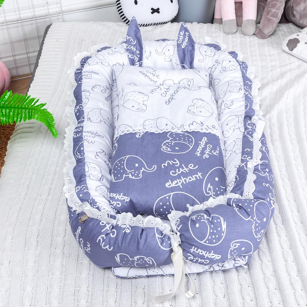 90*55cm Tragbare Baby Nest Bett Mit Kissen Kissen für Jungen Mädchen Reise Bett Infant Baumwolle Wiege Krippe neugeborenen Stubenwagen Bett