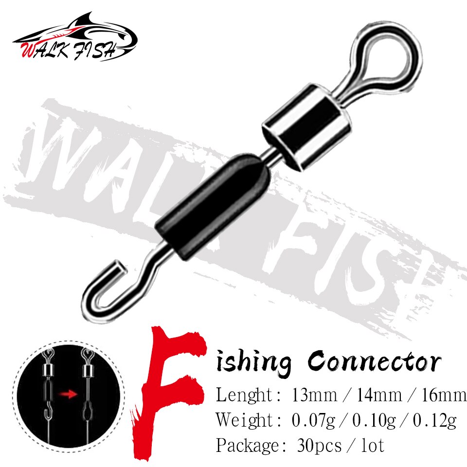 WALK FISH-anillo sólido giratorio de rodamiento de bolas, Conector de pesca, anzuelos de pesca, Conector de enlace rápido, accesorios de pesca, 30 unidades por lote