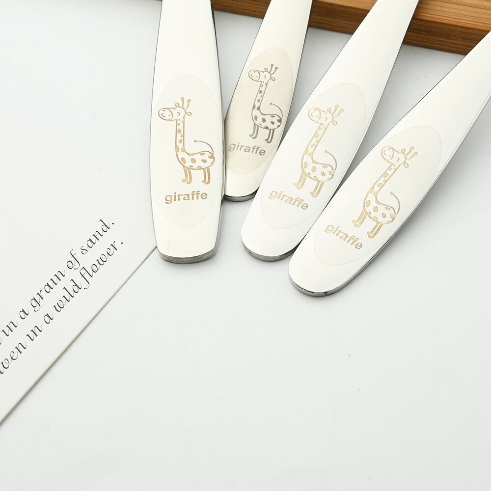 Cartoon Dinnerware 18/10 Stainless Steel Set Baby Dishes Dinner Spoons Fork Knife Baby Kids Learning Eating Children Tableware